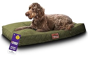 Slumberdown Luxury Padded Large Dog Bed (70 * 100 * 20cm) - Supportive, Cushioned & Washable Crate Mattress for Puppies, Dogs & Cats | Orthopedic, UK-Made, Non-Slip Base, Green