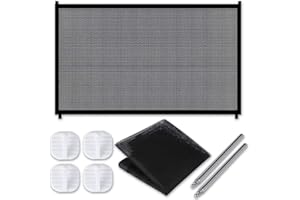 MyfatBOSS Magic Gate for Dogs, Portable Folding Safety Stair Gate Safe Guard Isolation Net with More Strengthen Hooks & Poles, Easy Install Anywhere for Pet Dogs Cats, 110x75cm