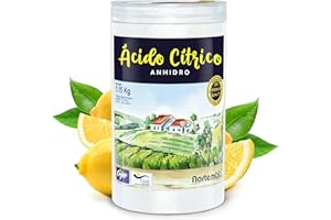 Nortembio Ácido Cítrico 1,15 kg - Ácido Cítrico Anhidro Concentrado 100 % Puro Certificado – Limpieza Doméstica Multiusos – eBook Incluido