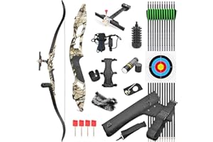 SHARROW 56" Takedown Arco Ricurvo e Frecce Archi Ricurvi 30-50lbs Adulti Arco da Caccia Riser in Lega di Alluminio Longbow con 12pcs Frecce in Carbonio per Tiro con l'arco