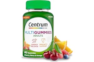 Centrum MultiGummies, Gummy Multivitamins for Adults with Cherry, Berry & Orange Natural Fruit Flavouring, Includes essential vitamins D, B12 & C, 60 ct