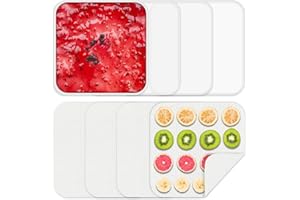 VarmBake 4er Silikon-Dörrfolie mit Rand, 4er Mesh Dörrfolie Silikon, Fruchtleder Matte Dörrautomat Zubehör Für Flüssigkeiten, Kräuter, Fleisch und Dörrautomat Edelstahl (28 * 28 cm)