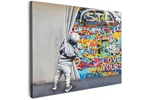 MuchoWow© Leinwände 80x60 cm Wall Decoration Bilder Schlafzimmer Deko Pictures Canvas Painting Wanddekoration Wohnzimmer Graffiti - Illusion - Junge - Wallart