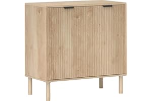 HOMCOM Aparador de Salón Aparador con Estante Ajustable 2 Puertas Sistema Anti-vuelco y Patas de Madera de Pino para Comedor 