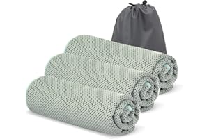 AovYoo 3 Pack Cooling Towels instant ice cooling towel Absorbent Soft Breathable Cold Towel Microfiber Golf Yoga Fitness Sports Towel Neck Head Cooling (Grey, 3)