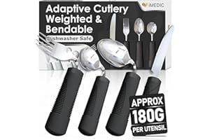 IMEDIC Medipaq® Ménagère lestée et pliable, idéale pour les personnes âgées, handicapées et personnes souffrant de la maladie de Parkinson/de tremblements 1 x ménagère de couleur grise Noir