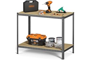 VonHaus Work Bench - Heavy Duty Garage Workbench with Storage for General DIY Tasks - Metal Workshop Bench with 600kg Capacity - Boltless Work Benches for Workshops, Garage and Shed