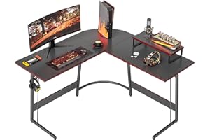 ‎CUBIKER Cubiker Gaming Tisch 120x120x75cm, Schreibtisch mit Monitorständer, Eckschreibtisch, Gaming Schreibtisch L Form, Computertisch, Kohlefaser Schwarz