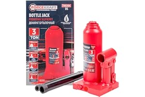 ‎FORCEKRAFT hydraulischer Wagenheber, Stockwagenheber, Stempel-Wagenheber, Tragkraft bis 3000 kg, gefertigt aus Qualitätsstahl, 180-345mm, red