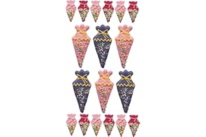 Kaffeehaus Diamant - Schultüten in Rosa, Pink, Lila - 6 große und 12 kleine Zuckertüten - buntes Zuckerdekor zur Einschulung - Tortendekoration zum Schulstart