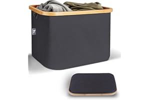 HENNEZ Panier a Linge Boite Rangement en Tissu Sans Couvercle 40L Utile Etagère Paniers Kallax - Corbeille a Linge Enfant Paniers Dressing Panier Cadre Bambou Boîte Casier Cube de Rangement Jouets Pliable