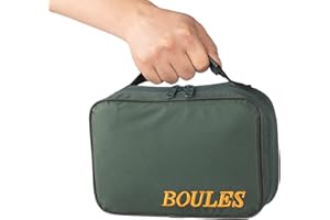Tofern Lote de 2 Sacoche Trousse Jeu de Boules Nylon Oxford Robuste Pratique Sac à Main Pétanque sans Boules Adaptación 3/6 / 8 bolas, negro para 3 bolas