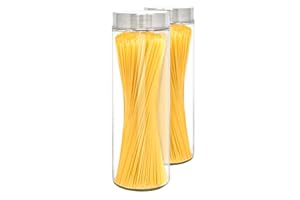 LG LUXURY & GRACE Luxury & Grace - Set di 2 barattoli in vetro, 1,77 L (31 x 10 cm), con coperchio filettato in acciaio inox.