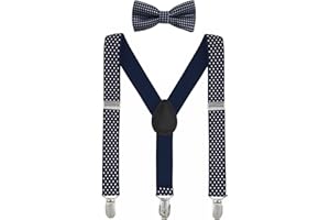 DEBAIJIA Enfants Ensemble Bretelles et Nœud Papillon Réglable à Pois 3 Clips Y Forme Garçon Fille Pantalon Accessoires- Variété Couleurs