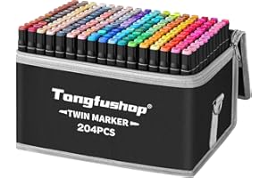 Tongfushop Rotuladors de 204 Colores, Rotuladores Alcohol Doble Punta, 2S Secado Rápido Permanente Marcadores Artístico con Bolsa de Almacenamiento y Espaciador para Niños, Adultos Cómics, Colorear