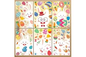 SUAFLNY Fenstersticker Ostern, Fensterbilder Ostern, Fensterbild Frühling Osterdeko, 9 Blatt Fensteraufkleber Ostern Kinder, Fensterbild Kinderzimmer Ostern, Osterhase Ostereier Aufkleber Frühlingsdeko
