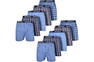 ROYALZ 10 sztuk bokserek w amerykańskim stylu dla mężczyzn kalesony w kratę niebieski klasyczny zestaw 10 sztuk bielizna chłopięca szeroka