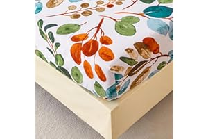 JEMIIPEE Fitted Sheet 90 x 200 cm - Colourful Spring Floral Pattern - Fitted Sheet up to 30 cm Mattress Height - Bed Sheet Soft Polyester Microfibre Green