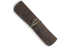 Angus Stoke Noah - Estuche para cuchillos de chef (piel, tamaño grande), verde oliva, Bolsillo para cuchillos