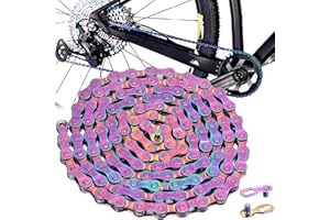 SQAQS Colorful Bike Chain, 6 7 8 Speed Bicycle Chain, Mtb Chain with 2 rainbow Chain Connector, Rust Proof Sensitive Colorful Electroplating Carbon Steel Chain for Road Mountain Bike Chain