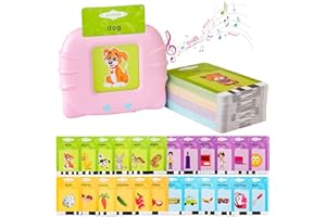 UUEMB Talking Flash Cards, Early Educational Toys for 2 3 4 5 6 Year Old Boys Girls, Sensory Toys for Autism, 224 Words Reading Toy Preschool Montessori Toys for Kids Birthday Gifts (Pink)