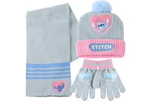 THE GEEKY POP Set de invierno Stitch para niña – Gorro, bufanda y guantes Disney – Conjunto cálido y suave – Regalo ideal para fans de Stitch