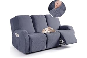 TAOCOCO Recliner Chair Cover, Stretch Sofa Cover 3 Seater With Arm Rest, Couch Cover Soft, Machine Washable Recliner Sofa Protector (Dark Grey, 3 seater)