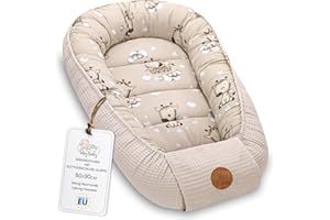 Totsy Baby Réducteur de Lit Bébé 50x90cm Cocon en Gaufre de Coton Polyvalent pour Couffin Nid d'ange et Naissance idéal pour garçons et Filles Girafes