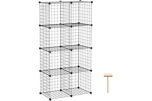 C&AHOME Drahtwürfel-Aufbewahrung, 8-Würfel-Organizer, C-Gitter-Aufbewahrung aus Metall, Regale mit Lagerbehältern, modulares Bücherregal, DIY-Schrank, 24,8" L x 12,4" B x 48,4" H, Schwarz