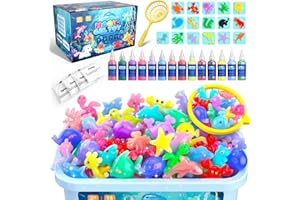 Hot Bee Magic Water Kit with 14 Colors & 8 Double-Sided Molds – Aqua Gelz Arts and Crafts for Kids Age 4-10, DIY 3D Elf Gel Kids Squishy Maker, Water Magic Toy Craft Set, Cool Gifts for Girls