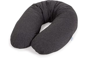 ‎CEBA BABY CEBA BABY Stillkissen - Schwangerschaftskissen aus 100% Baumwolle, mit EPS-Mikroperlen - Zertifiziert nach Öko-Tex Standard 100 - Antiallergisch, kindersicher, bequem - Länge 190 cm - Dunkelgrau