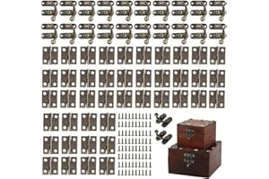 SoundZero 20 Pezzi Hasp Antico Legno, Ganci A Gancio A Antichi, 40 Pezzi Cerniere Per Scatola, Con 80 Viti, Set Cerniere con Viti, Mini cerniere in bronzo antico, Per Armadietti, Artigianato Retrò