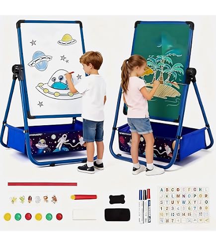 Tableau Double Face Enfant Chevalet Pliable En Bois Pour Enfants 3 En 1