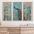 walllane Traditional Indian Art Pichwai Wall Hanging Paintings | Painting for wall Decoration | Traditional Indian Art Pichwai Wall Décor Paintings Set of 3 (10x19 inch, G)