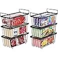 iSPECLE Chest Freezer Baskets - 6 Pack Stackable Freezer Organiser for 198L Chest Freezer Easy to Sort and Get Food with Handles Freezer Organizer Bins Add Space and Allow Air Circulation, Black
