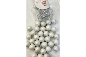 CAKE N BAKE 20mm Extra Large Shimmer Chocolate Balls Edible Cupcake Cake Topper Sprinkles (Shimmer White, Small Tub)