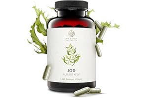 ‎MAISON NATURELLE MAISON NATURELLE® JOD aus Bio Kelp (365 Stück) - 100% reine Jod Kapseln, Extrakt aus Braunalgen ohne Zusätze – optimal dosiert mit 195 µg natürlichem Jod je Kapsel - Jod Tabletten