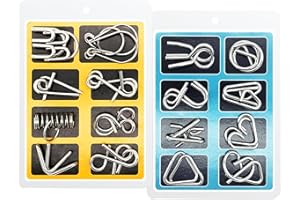 WishesMar Rompecabezas Metal Set de 16 Juegos de Ingenio Brain Teaser Juego - Metalicos Puzzles Logica IQ Inteligencia Juguetes Educativo para Juego Niños y Adultos