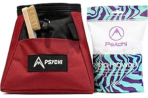 Psychi OG Climbing Chalk Bag Bucket Bundle - Starter Pack for Rock Climbing, Gym, Weightlifting - 7 Fun Colour Options - Includes Chalk Bucket, Loose Climbing Chalk & Bouldering Brush