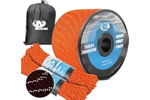 AYSTKNIET 750lb Reflective Paracord Rope 11 Strand 4mm , 31M / 62M / 152M Black / Blue / Grey / Purple / Orange, Parachute Cord with Reel, Strong Rope for Outdoor Survival Lanyard Bracelet Handle Wrap Keychain
