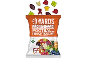 ‎40YARDS 40YARDS American Football Gummibärchen Früchte Mix (175g Tüte) - Fruchtgummi in Football Form (Helm, Football, Tor, Schiedsrichter, Quarterback & Spielfeld) - VEGAN