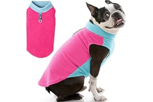 Gooby Hunde-Fleece-Weste Halb Stretch - Pink, Medium - Pullover Fleece Hundejacke mit Leine Ring - Winter Kleiner Hundepullover mit Dehnbarer Unterseite - Warme Hundekleidung für Kleine Hunde Mädchen