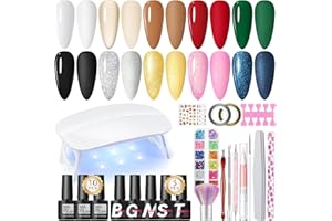 Coscelia Kit Uñas Semipermanente, 10 Colores Kit Uñas de Gel Completo con 6W UV LED Lampara, Base, Top Coat Glitter y Mate, Set Manicura Semipermanente para Uñas Regalo Preferido de Navidad