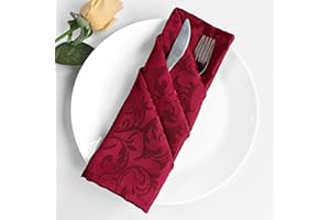 Trimming Shop Kitchen Dining Table Napkins [10 Pack, Red] 20" x 20" 100% Polyester Premium Quality, Hemmed Edges, Washable Reusable Dinner Cloth Napkin for Home Restaurant Wedding Christmas Party