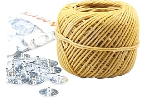 MILIVIXAY Mèche de Bougie 100% Chanvre Bio avec revêtement en Cire d'abeille Naturelle, Bobine de 60 m, Taille (1,0 mm) + languettes de Maintien de mèche (200 pièces).pour Fabrication de Bougie.