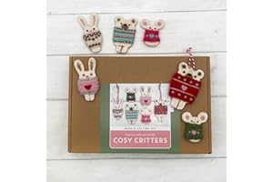 Bergin & Bath Needle Felting Kit, Cosy Critters. Make Festive Decorations of Cuddly Creatures Using a Simple Flat Felting Technique. Craft kit for Adults and Teens.