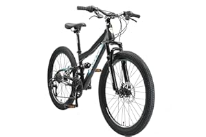 BIKESTAR MTB Mountain Bike Sospensione Completa per Bambini 8 Anni | Bicicletta 24 Pollici 21 velocità Shimano, Freni a Disco