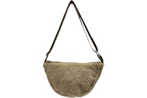 Jeamis Small Teddy Fur Crossbody Bum Bag Unisex Belt Bag Shoulder Bag Plain Colour