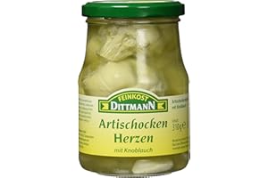 ‎FEINKOST DITTMANN Feinkost Dittmann Artischockenherzen mit Knoblauch – 330g Glas, 1er Pack – Mediterraner Genuss in Öl – Ideal für Vorspeisen, Salate & Tapas – Würzige Delikatesse
