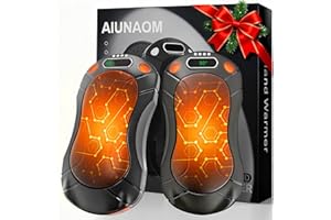 AIUNAOM Ładowany Elektryczny Ogrzewacz Rąk - 2 Pack szt. z 3 Stopniami Grzania (45°C/50°C/55°C) & Szybkim Nagrzewaniem, 5000mAh, Kompaktowy i Przenośny z Magnesem, na Zewnątrz i do Pracy